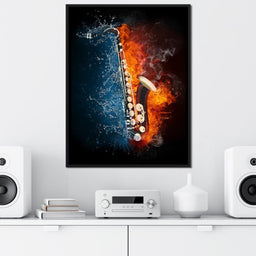 Fire & Water Saxophone - NicheCanvas
