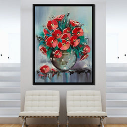 Vase with Poppies - NicheCanvas
