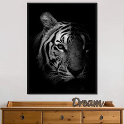 Black and White Fading Tiger - NicheCanvas