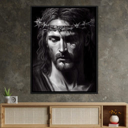 Black & White Jesus Portrait - Neal Hackett - NicheCanvas