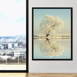 Winter Tree by the Lake - NicheCanvas