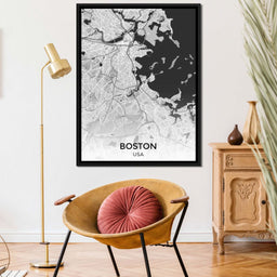 Map of Boston, USA - NicheCanvas