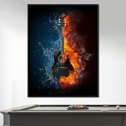 Fire & Water Guitar - NicheCanvas