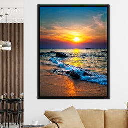 Black Sand Beach Sunset - NicheCanvas