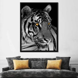 Black and White Tiger with Yellow Eyes - NicheCanvas
