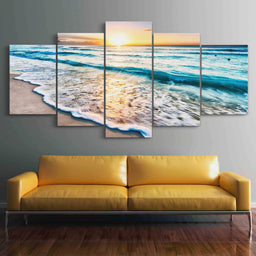 Relaxing Sunset Multi Panel Canvas Wall Art - NicheCanvas