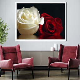 Red & White Roses Reflection - NicheCanvas