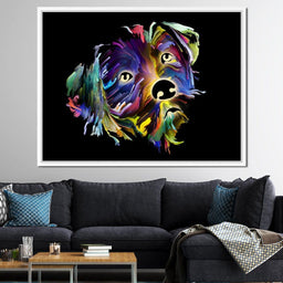 Coloful Dog on Black Background - NicheCanvas