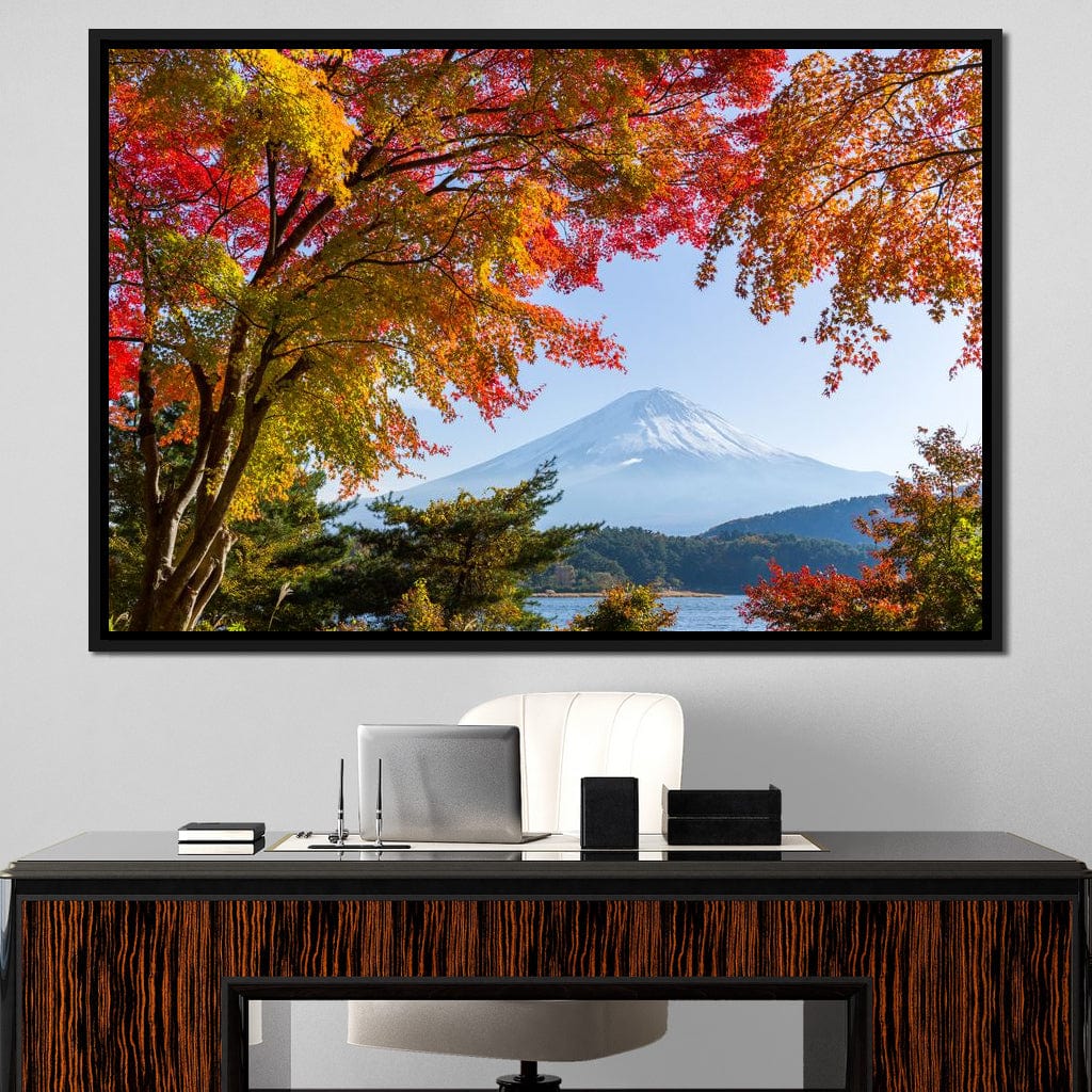 Autumn Trees by Mount Fuji | NicheCanvas