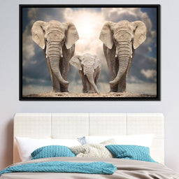 Elephant Family Under the Sun - NicheCanvas