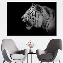 Black and White Tiger Profile - NicheCanvas