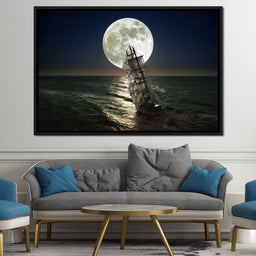 Sailing Under the Giant Moon - NicheCanvas