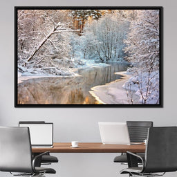 Winter River Landscape - NicheCanvas