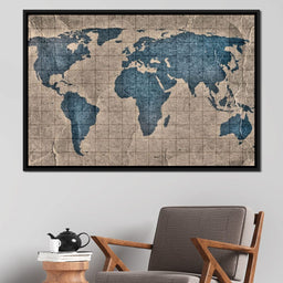Blue Lands World Map - NicheCanvas