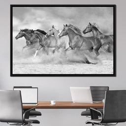 Black & White Horses Heard - NicheCanvas