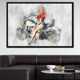  Girl Motorcycle - Mateo - NicheCanvas
