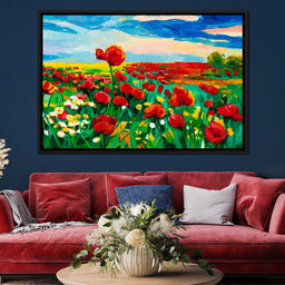 Field of Red Poppies - NicheCanvas