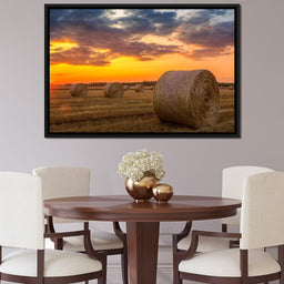 Hay Bales Sunset - NicheCanvas