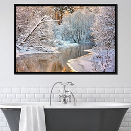 Winter River Landscape - NicheCanvas