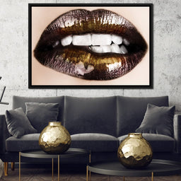 Black & Gold Lips - NicheCanvas
