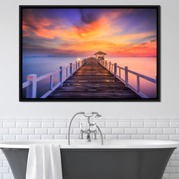 Celebrated Pier Pink Sunset - NicheCanvas
