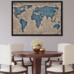 Blue Lands World Map - NicheCanvas