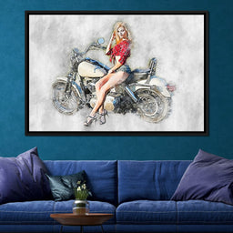  Girl Motorcycle - Mateo - NicheCanvas