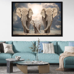 Elephant Family Under the Sun - NicheCanvas