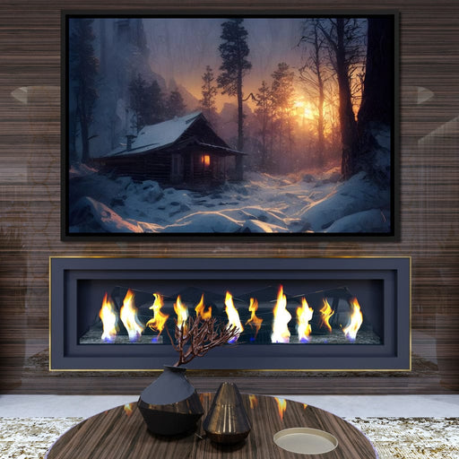 Warm Cabin Covered in Snow Canvas Print