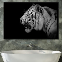 Black and White Tiger Profile - NicheCanvas