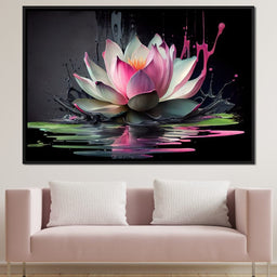 Watercolor Lotus Flower - NicheCanvas