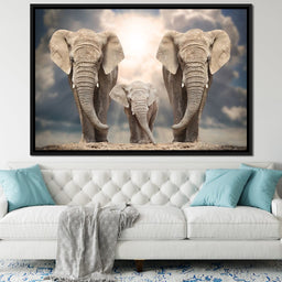 Elephant Family Under the Sun - NicheCanvas