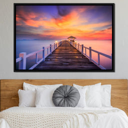 Celebrated Pier Pink Sunset - NicheCanvas