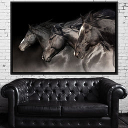 Three Black Stallions - NicheCanvas