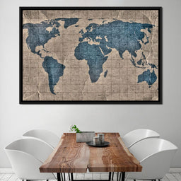 Blue Lands World Map - NicheCanvas