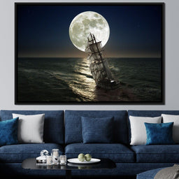Sailing Under the Giant Moon - NicheCanvas