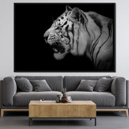 Black and White Tiger Profile - NicheCanvas