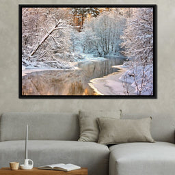 Winter River Landscape - NicheCanvas