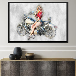  Girl Motorcycle - Mateo - NicheCanvas