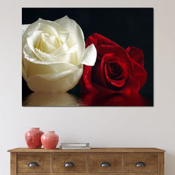Red & White Roses Reflection - NicheCanvas