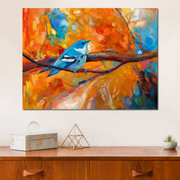 Blue Cerulean Warbler Bird - NicheCanvas