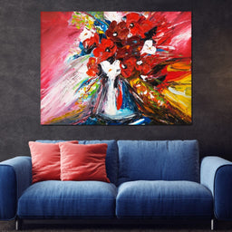 Red Flowers Bouquet - NicheCanvas