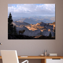 Elk by the Mountains - NicheCanvas