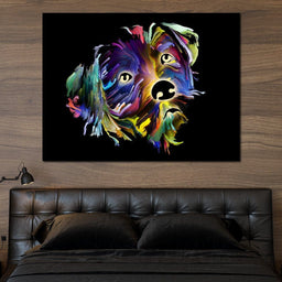 Coloful Dog on Black Background - NicheCanvas