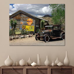 Old Car by Route 66 - NicheCanvas