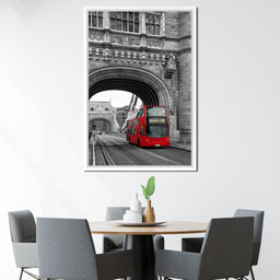 Red Bus Passing on the Tower Bridge - NicheCanvas