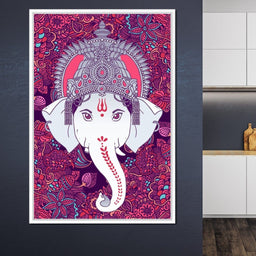 Hindu Lord Ganesha in Pink - NicheCanvas