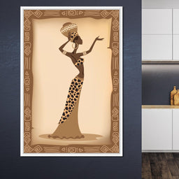 Traditional African Woman With Leopard Dress - NicheCanvas
