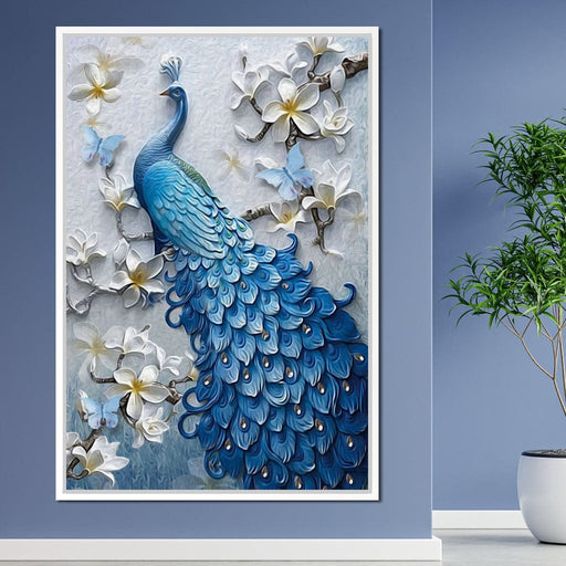 Blue Peacock Flower 1 panel Left Canvas Print