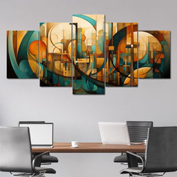 Divine Brushstrokes of Orange and Teal - NicheCanvas